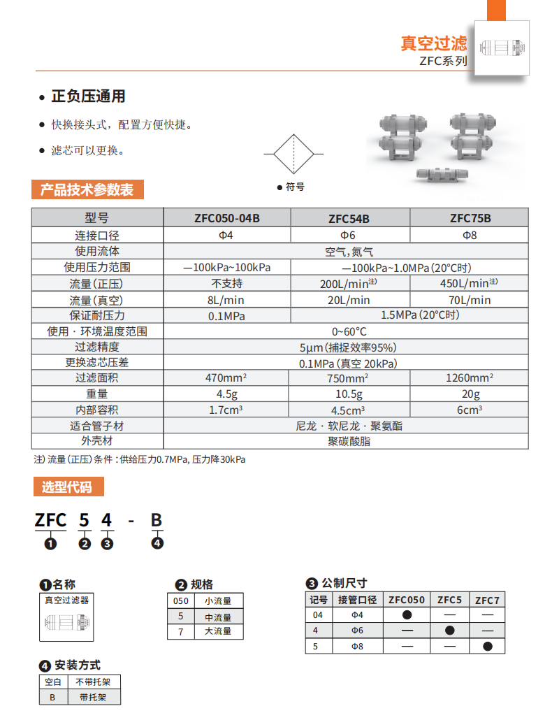 ballbet贝博SMC通用真空过滤气源处理器ZFC54-B系列(图2)